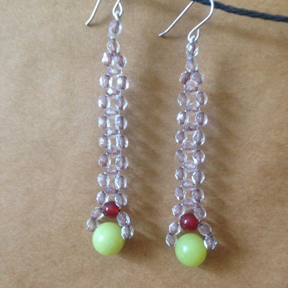 czech crystal beaded handmade dangle earrings